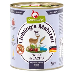 Voordeelpakket GranataPet Liebling's Mahlzeit 24 x 800 g - Wild & Zalm, Knolgewas, Venkel, Appel & Koolzaadolie