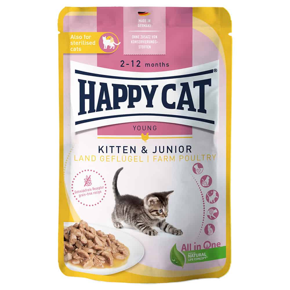 Happy Cat Pouch Meat in Sauce – Land-Geflügel (Kip) Kitten – 2,04 kg