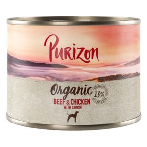 Voordeelpakket Purizon Organic 24 x 200 g - Rund en kip met wortel