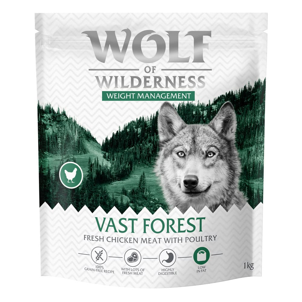Wolf of Wilderness “Explore The Vast Forests” Gewichtsbeheersing – graanvrij – Voordeelpakket: 4 x 1 kg: Nieuw Recept
