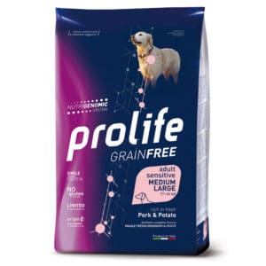 10kg Varkensvlees & Aardappelen Graanvrij Sensitive Prolife droogvoer voor honden