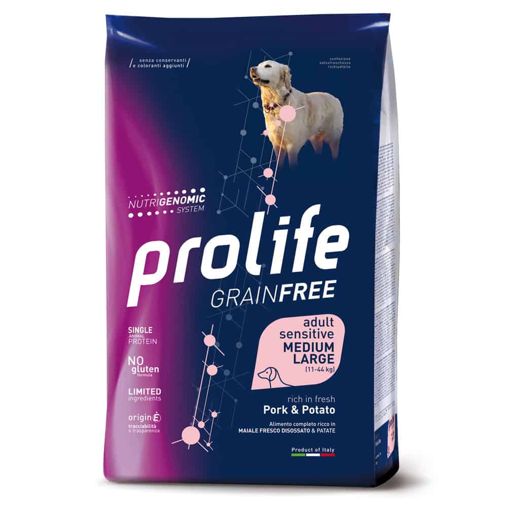 10kg Varkensvlees & Aardappelen Graanvrij Sensitive Prolife droogvoer voor honden