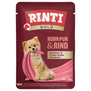 10x100g RINTI Gold Kip Pur & Rund Hondenvoer nat