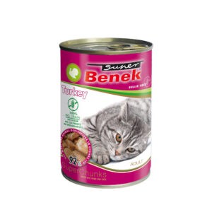 10x415g Super Benek graanvrije Chunks in saus kalkoen natvoer voor katten