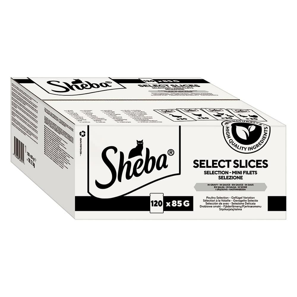 Sheba kattenportiezakjes selectie in saus (gevogelte variatie) nat kattenvoer – 120 x 85 g