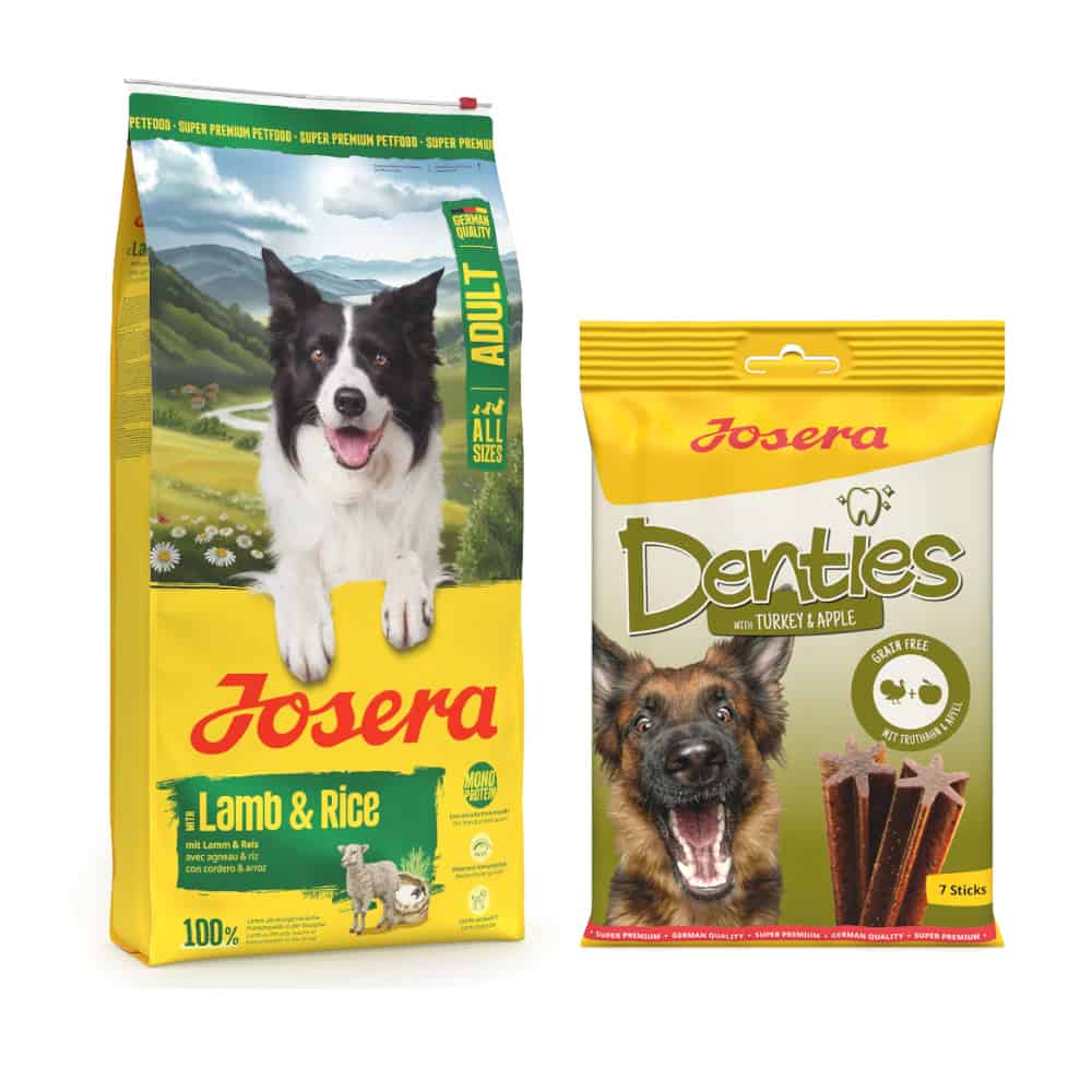 12,5 kg Josera droogvoer voor honden + 180 g Josera Denties gratis! – Volwassen Lam & Rijst