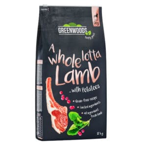 12kg Lam met Aardappel, Spinazie en Cranberry´s Greenwoods Hondenvoer droog