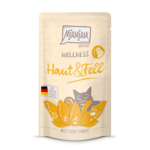 12x 125g MjAMjAM Wellness Huid & Bont - Kip natvoer voor katten