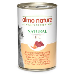 12 x 140 g + 6 x 140 g gratis! Almo Nature HFC Natural natvoer voor katten 18 x 140 g - Tonijn met Garnalen