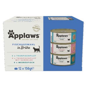 12x156g Applaws Mix Vis in Bouillon Kattenvoer nat