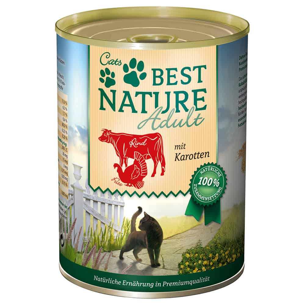 12x 400g Best Nature Cat Adult Rund, Kalkoen & Wortel natvoer voor katten