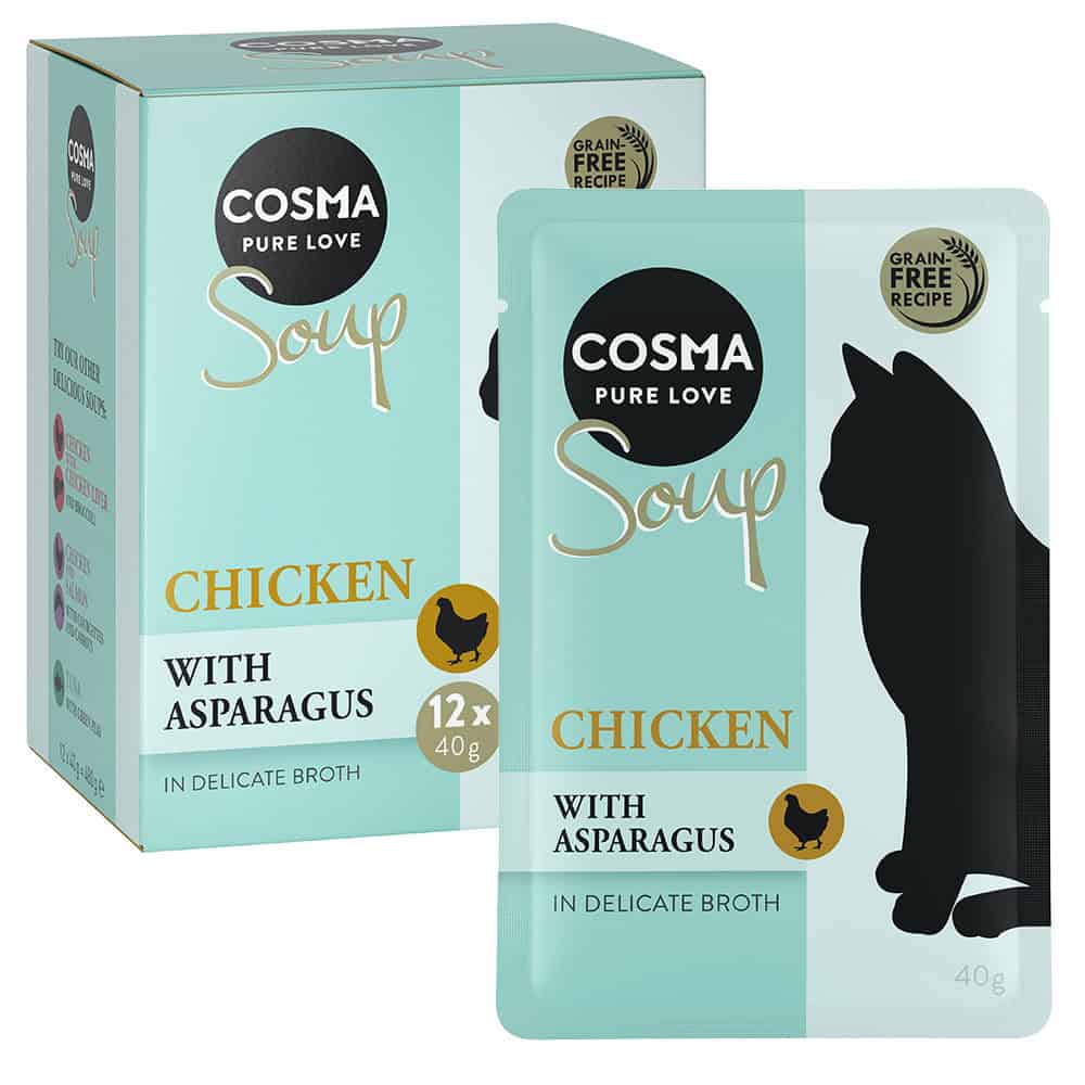 12x40g Soup Kippenborst met Asperge Cosma Kattenvoer