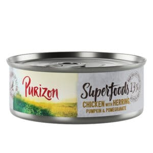 12x70g Kip met Haring, Pompoen & Granaatappel Superfoods Purizon Kattenvoer