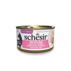 12x 70g Schesir Complements in Brühe Thunfisch mit Schinken Katzenfutter nass