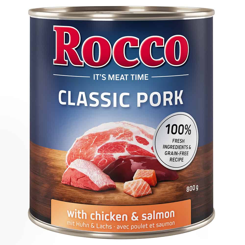 12x800g Kip & Zalm Classic Pork Rocco Hondenvoer