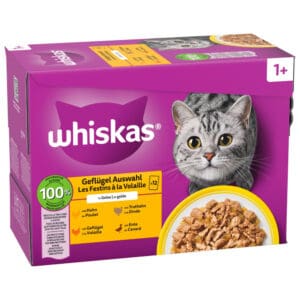 12x85g 1+ Adult Gevogelte-selectie in Gelei Whiskas Kattenvoer Maaltijdzakjes