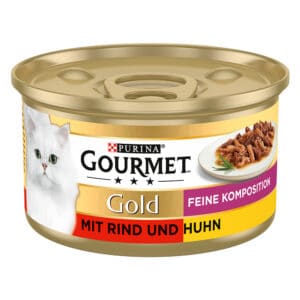 12x 85g Gourmet Gold Fijne Samenstelling Rundvlees en Kip Nat Kattenvoer