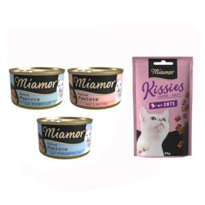 12 x 85 g Miamor Pastete natvoer voor katten + 50 g Miamor Kissies met eend gratis! - Mixpakket Vis (3 Soorten)