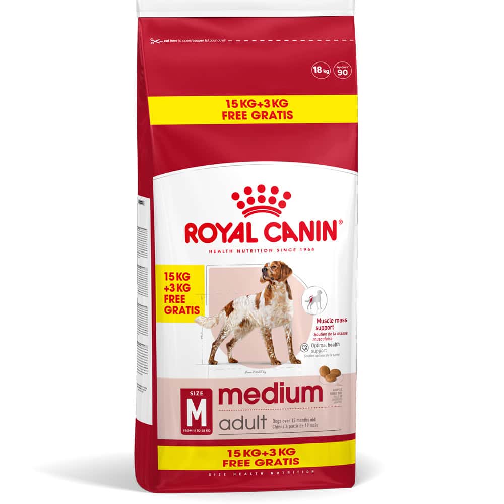 15 + 3kg Gratis! Medium Adult Royal Canin Hondenvoer