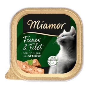 16x 100g Miamor Fijn & Filet Gevogelte Pur & Groenten Natvoer voor katten