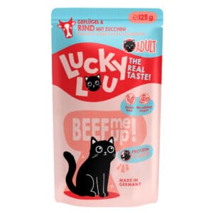 16x 125g Lucky Lou Adult Gevogelte & rundvlees nat kattenvoer