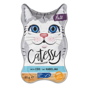18x85g Patéschaaltjes met Kabeljauw Catessy Kattenvoer