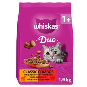 1,9kg Whiskas 1+ Duo Classic Combos Lam & Kalkoen droogvoer voor katten