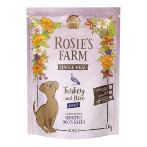 1kg Rosie's Farm Single Meat Light Kalkoen met Rijst droogvoer voor honden