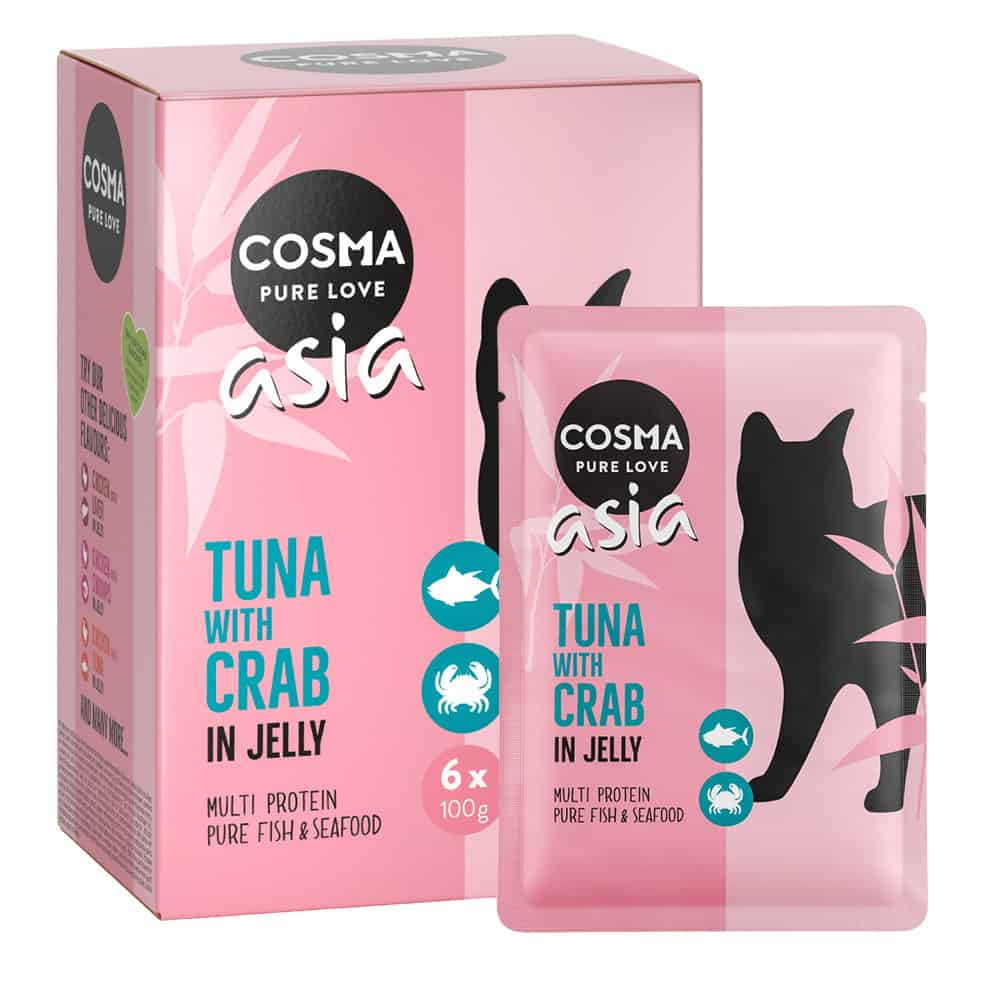 24x100g Maaltijdzakjes Tonijn & Krab Cosma Asia Kattenvoer