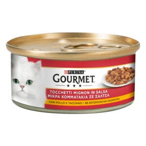 24 x 195g Gourmet natvoer voor katten Kip & Kalkoen
