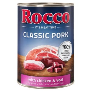 Rocco Kip & Kalf Classic Pork Hondenvoer – 6 x 400 g