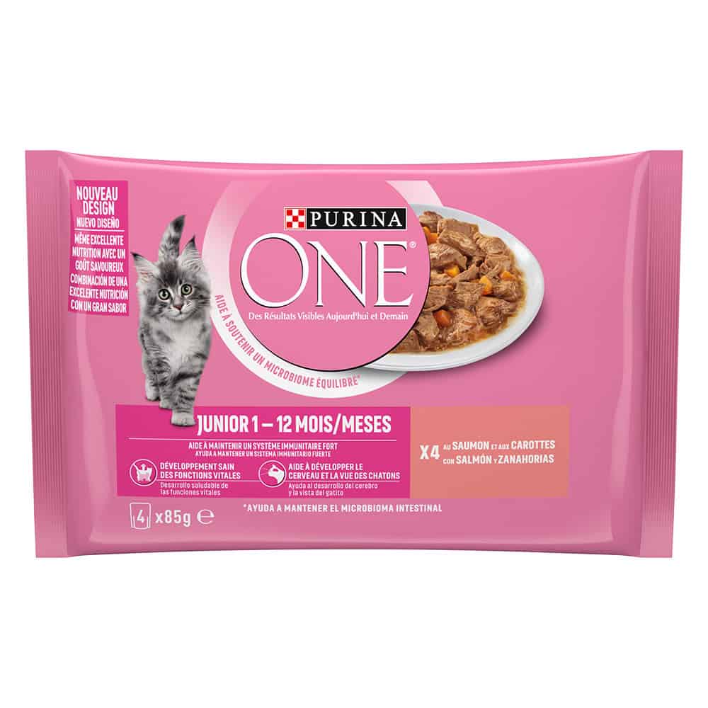 24x85g Junior Zalm en Wortelen Purina ONE Kattenvoer
