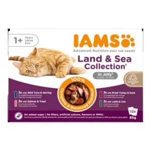 24x85g Land & Sea Mix in Gelei IAMS Delights Kattenvoer