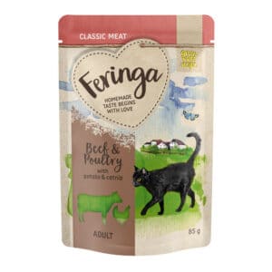 24x85g Maaltijdzakjes Rundvlees & Gevogelte met Aardappel Feringa Kattenvoer
