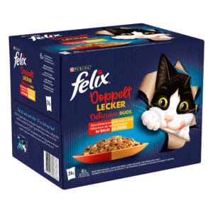 24x85g Vlees Selectie in Gelei Felix Dubbel Zo Lekker Kattenvoer