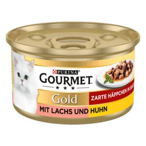 ! Gourmet Gold natvoer voor katten 24 x 85 g / 48 x 85 g - Malse hapjes: Zalm & Kip 24 x 85 g