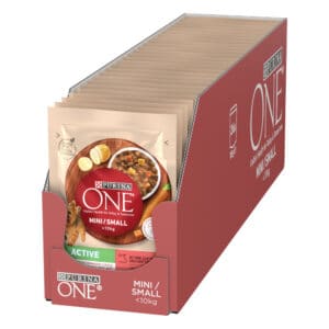 Purina ONE Mini Active Rundvlees & Wortelen nat hondenvoer – 26 x 85 g