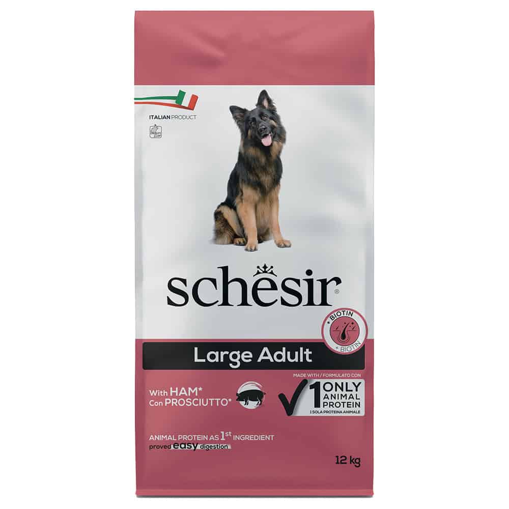 Schesir Dog Large Adult met ham droogvoer voor honden – 24 kg