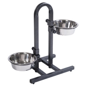 1,6 l, Ø 21 cm, Hoogte tot 44 cm – U-Hondenbar Incl. 2 Roestvrijstalen Voerbakken – 2 x 1,6 kg