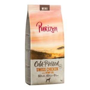 Purizon Mini Zwitserse Kip met Hennepolie Coldpressed Hondenvoer – 1 kg