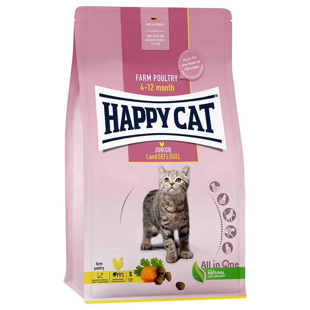 2x4kg Happy Cat Young Junior gevogelte droogvoer voor katten