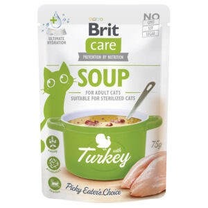 30x75g Brit Care soep voor katten kalkoen hondenvoer nat