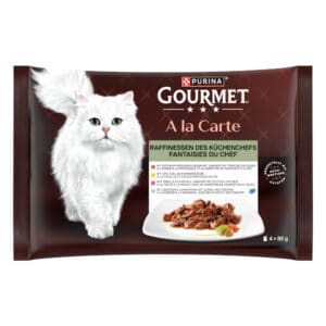 ! 4 x Gourmet a la carte natvoer voor katten. - Eend, Gevogelte, Sardine, Forel (4 x 4 x 85 g)