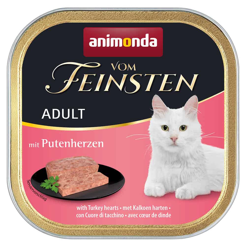 32x100g Adult met Kalkoenharten animonda Vom Feinsten Kattenvoer