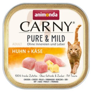 32 x 100 g animonda Carny Adult Pure & Mild kip + kaas nat kattenvoer