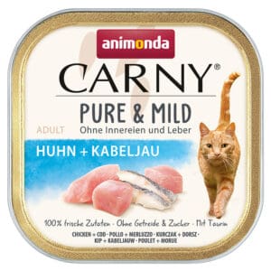 32 x 100 g animonda Carny Adult Pure & Mild kip + kabeljauw nat kattenvoer