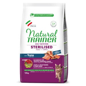 3kg Natural Trainer Cat Sterilised met forel droogvoer voor katten