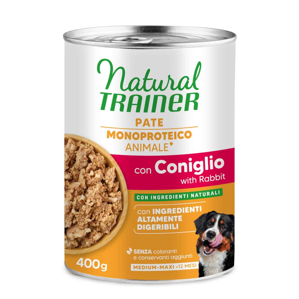 400 g Natural Trainer Sensitive Adult Medium & Maxi No Gluten Rabbit Hondenvoer Wet