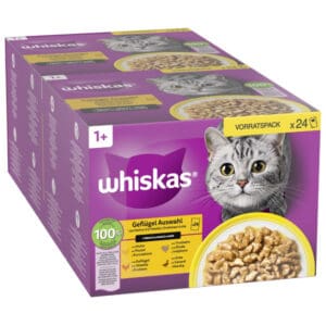 48x85g 1+ Adult Gevogelte-selectie in Saus Whiskas Kattenvoer Maaltijdzakjes