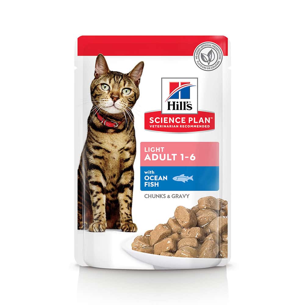 48x85g Feline Adult Zeevis maaltijdzakjes Hill’s Science Plan Kattenvoer